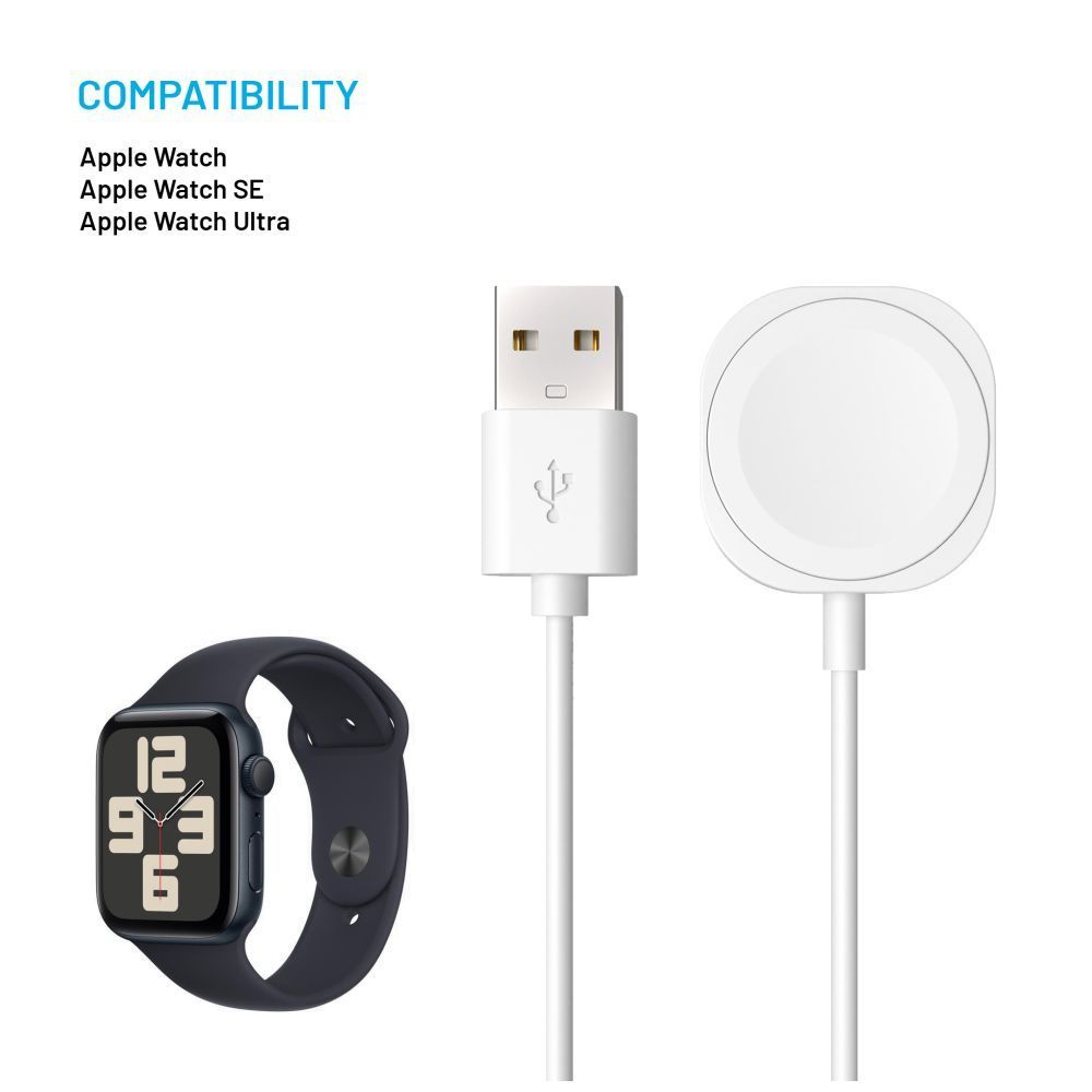 FIXED USB-A töltőkábel Apple Watch okosórához, fehér