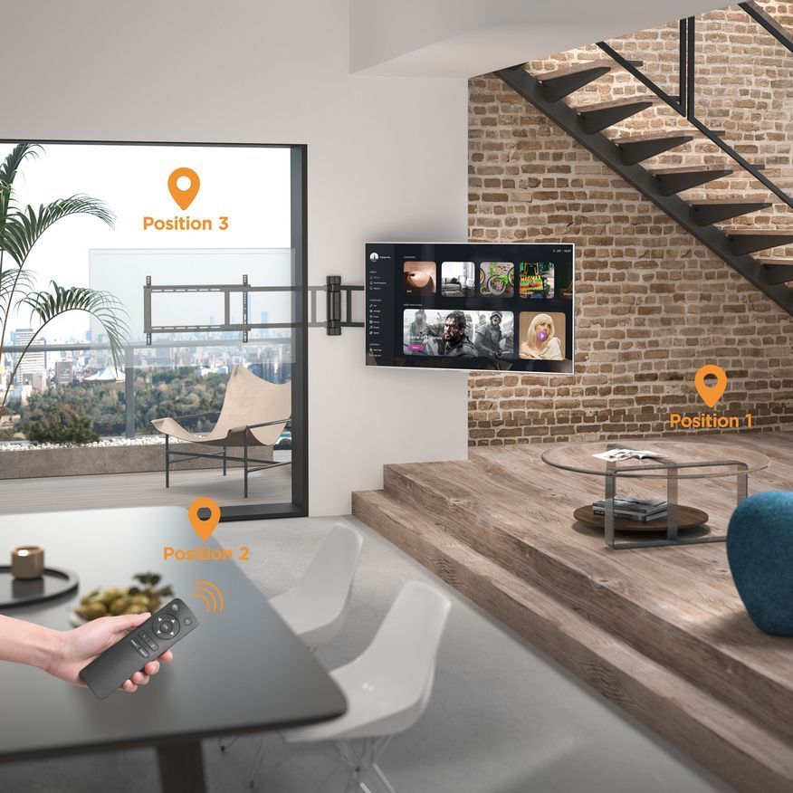 EQuip 32"-75" Motorized TV Swing Mount Bracket Black EQuip 32"-75" Motorized TV Swing Mount Bracket Black