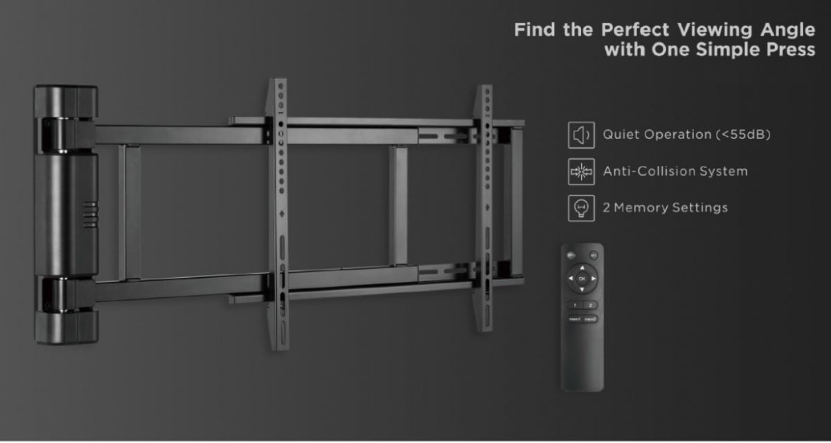 EQuip 32"-75" Motorized TV Swing Mount Bracket Black EQuip 32"-75" Motorized TV Swing Mount Bracket Black