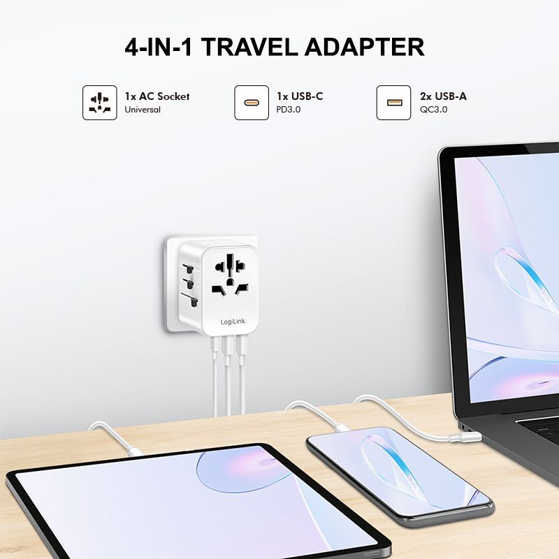 Logilink PA0356 Universal travelling power supply White Logilink PA0356 Universal travelling power supply White