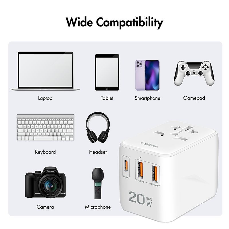 Logilink PA0356 Universal travelling power supply White Logilink PA0356 Universal travelling power supply White