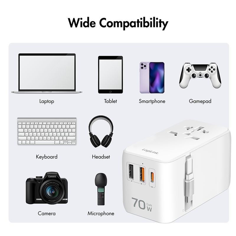 Logilink PA0357 Universal travel power supply White Logilink PA0357 Universal travel power supply White