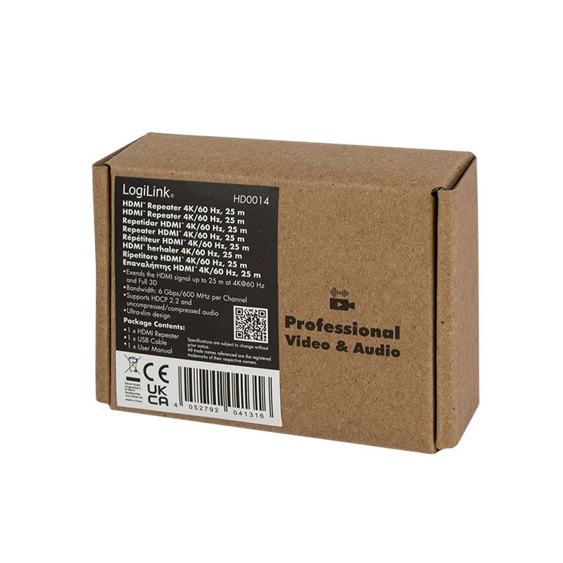 Logilink HD0014 HDMI Extender 25m 4K/60 Hz HDCP 2.2 Logilink HD0014 HDMI Extender 25m 4K/60 Hz HDCP 2.2