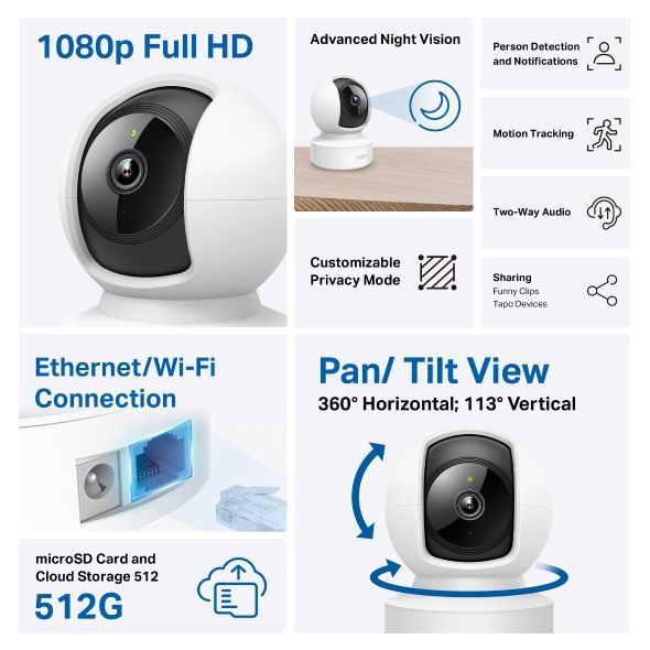 TP-Link Tapo C202 Pan/Tilt Home Security Camera TP-Link Tapo C202 Pan/Tilt Home Security Camera