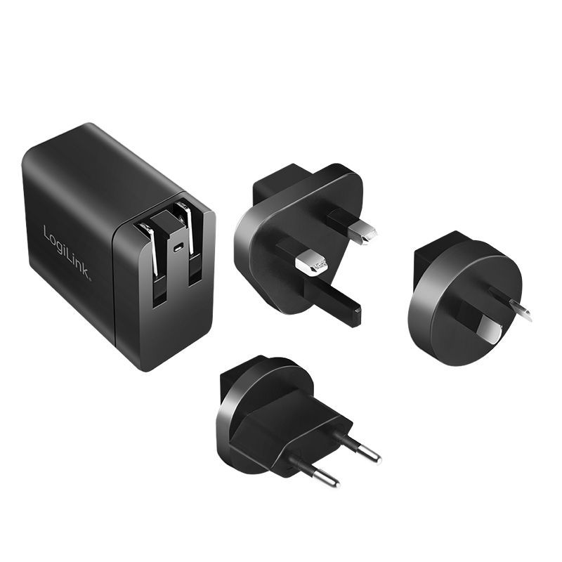 Logilink USB socket travel adapter for QC 3 18W Black