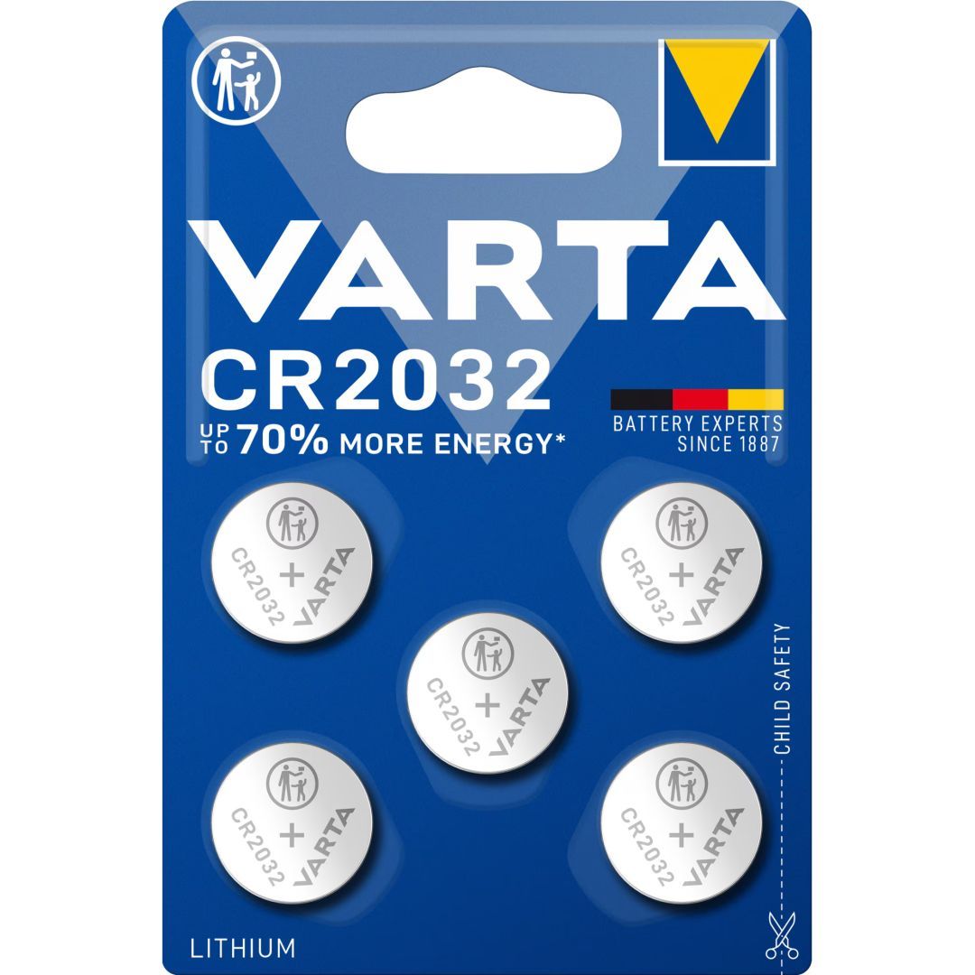 Varta CR2032 Lítium Gombelem 5db/csomag Varta CR2032 Lítium Gombelem 5db/csomag