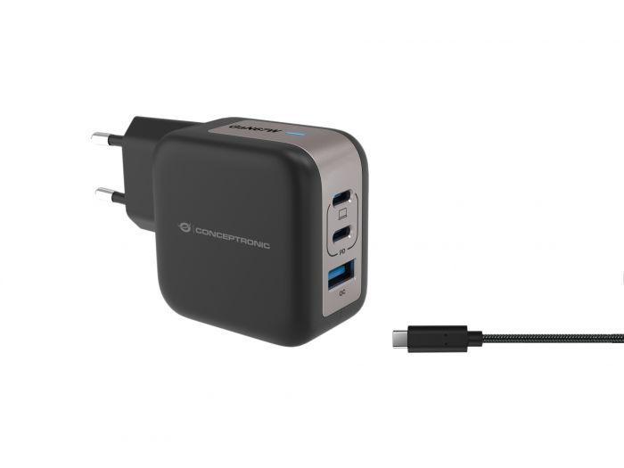 Conceptronic 3-Port 67W USB Charger Black Conceptronic 3-Port 67W USB Charger Black