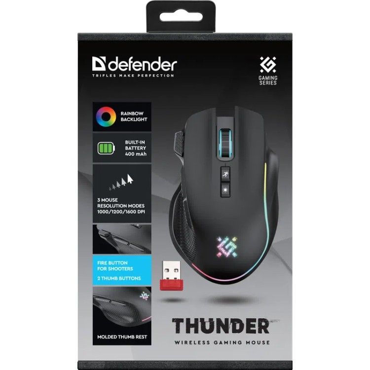 Defender Thunder GM-213 Wireless Gaming Mouse Black