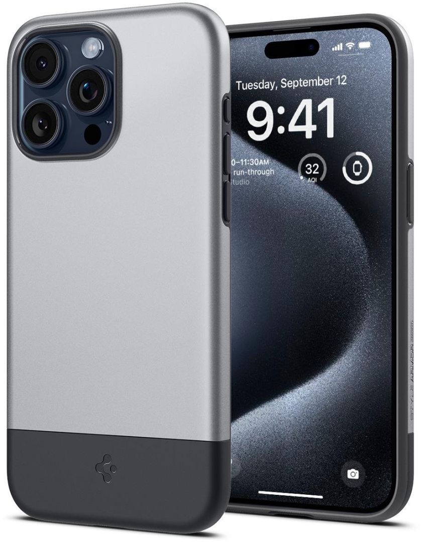 Spigen iPhone 15 Pro Case Style Armor MagSafe Classic Silver Spigen iPhone 15 Pro Case Style Armor MagSafe Classic Silver