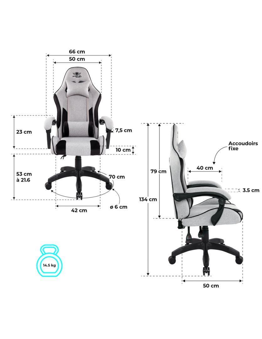 Spirit Of Gamer Arena Gaming Chair Light Grey Spirit Of Gamer Arena Gaming Chair Light Grey