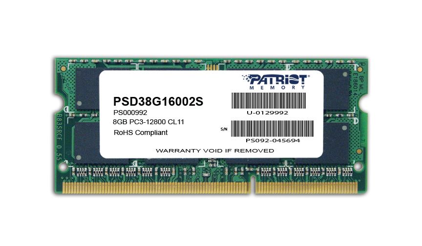 Patriot 8GB DDR3 1600MHz SODIMM Patriot 8GB DDR3 1600MHz SODIMM