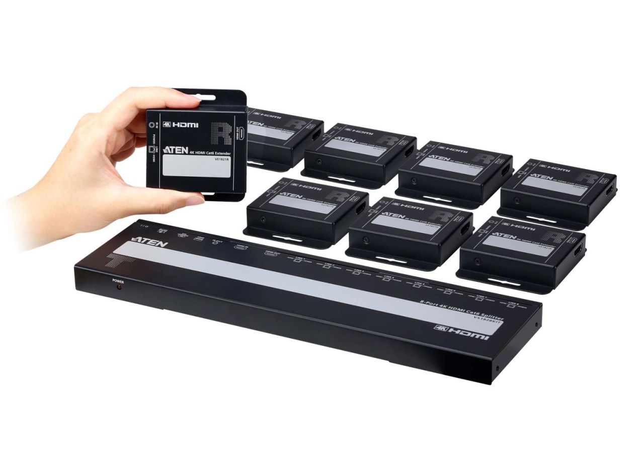ATEN VS1828KIT 8-Port 4K HDMI Cat 6 Splitter with Receivers ATEN VS1828KIT 8-Port 4K HDMI Cat 6 Splitter with Receivers