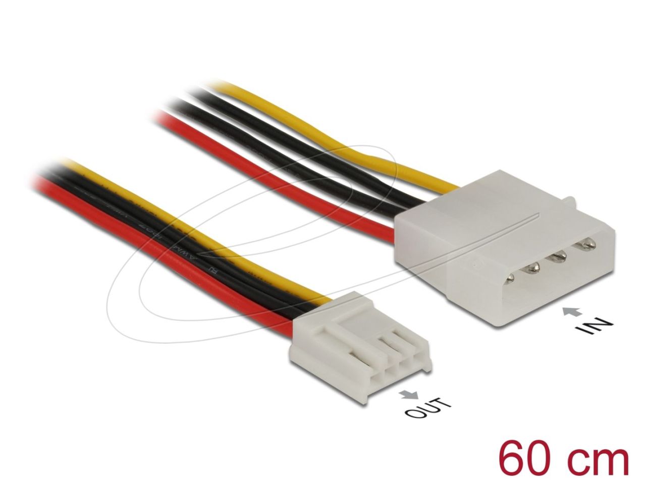 DeLock Power Cable 4 pin male > 4 pin floppy female 60cm DeLock Power Cable 4 pin male > 4 pin floppy female 60cm