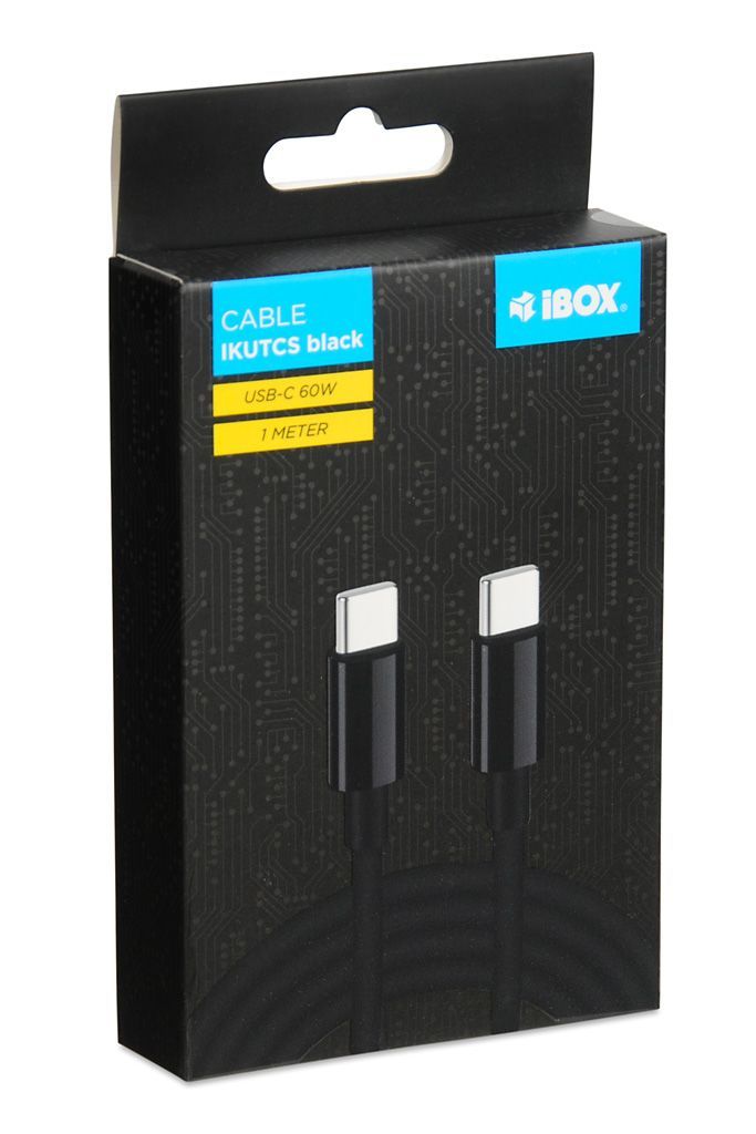 iBox IKUTCS1B USB-C - USB-C Cable 60W 1m Black iBox IKUTCS1B USB-C - USB-C Cable 60W 1m Black
