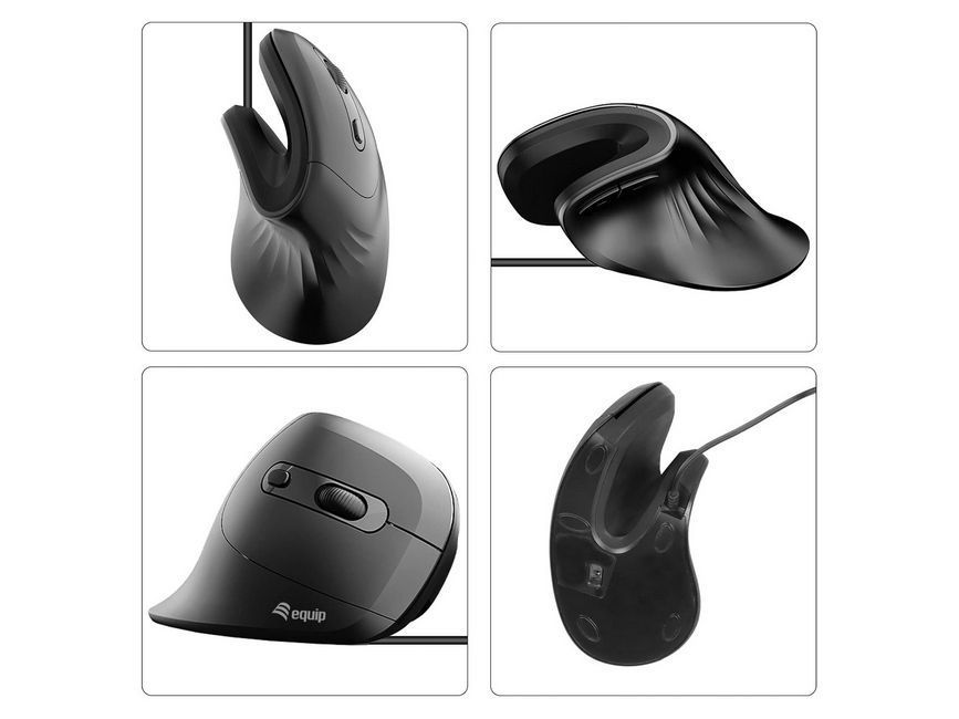 EQuip Vertical Ergonomic Wired Mouse Black