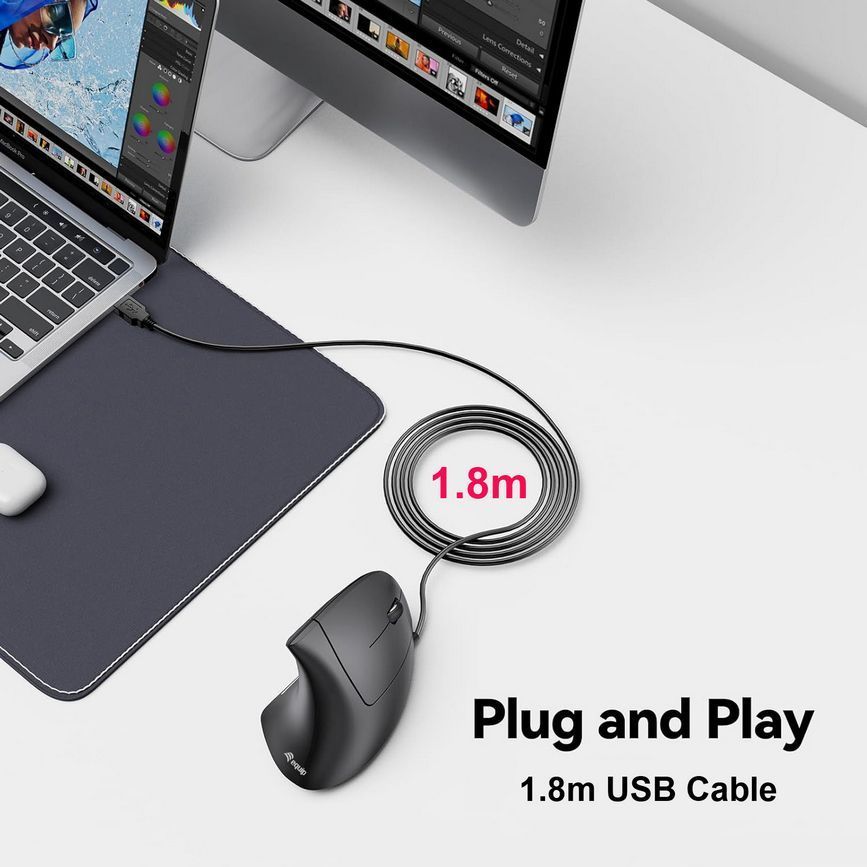 EQuip Vertical Ergonomic Wired Mouse Black