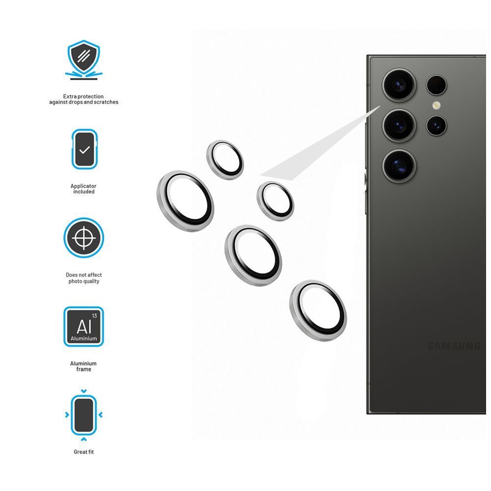 FIXED kameralencse védő biztonsági üveg Samsung Galaxy S25 Ultra telefonokhoz, ezüst FIXED kameralencse védő biztonsági üveg Samsung Galaxy S25 Ultra telefonokhoz, ezüst