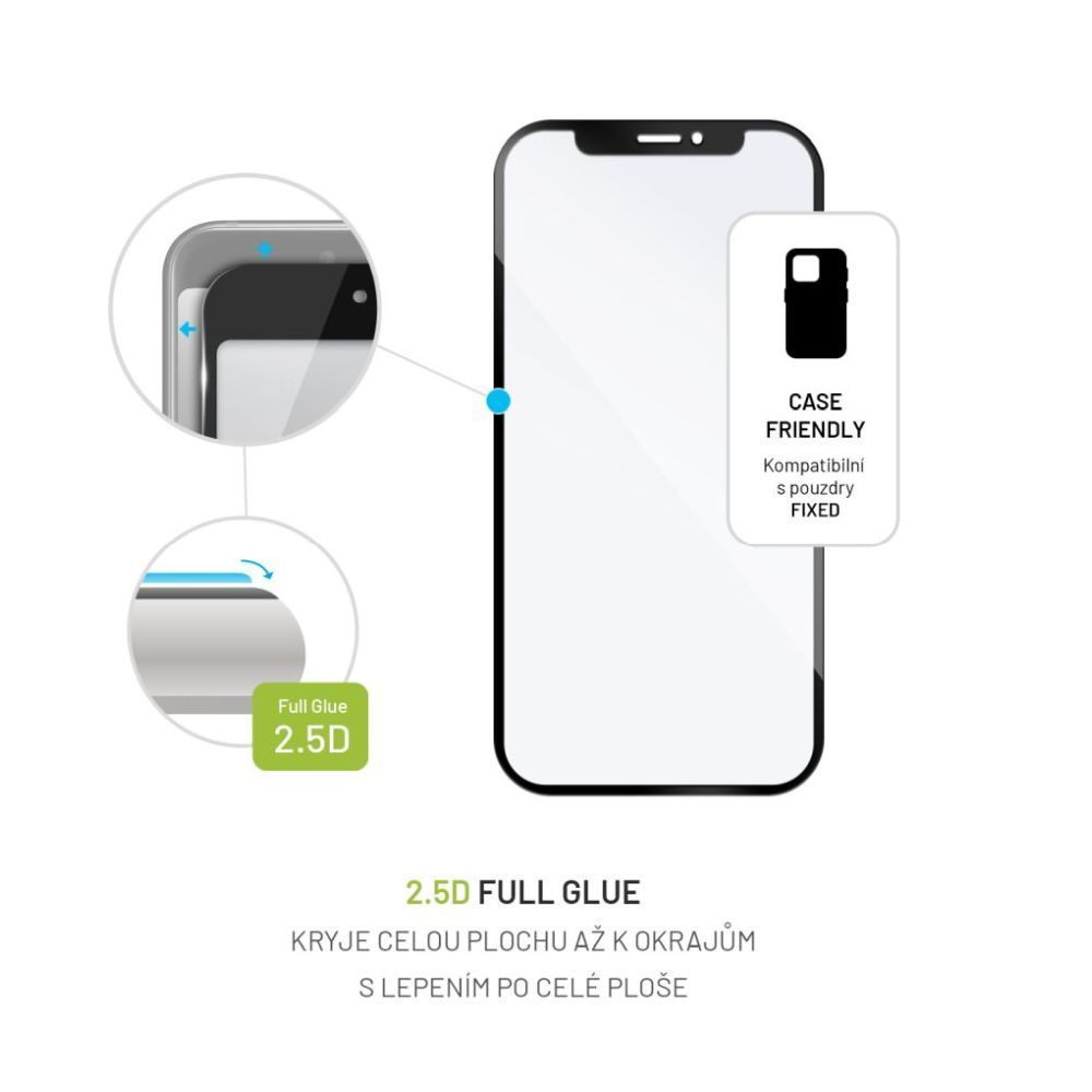 FIXED teljes képernyőt védő 2,5D edzett üveg Samsung Galaxy A05 telefonhoz, fekete FIXED teljes képernyőt védő 2,5D edzett üveg Samsung Galaxy A05 telefonhoz, fekete
