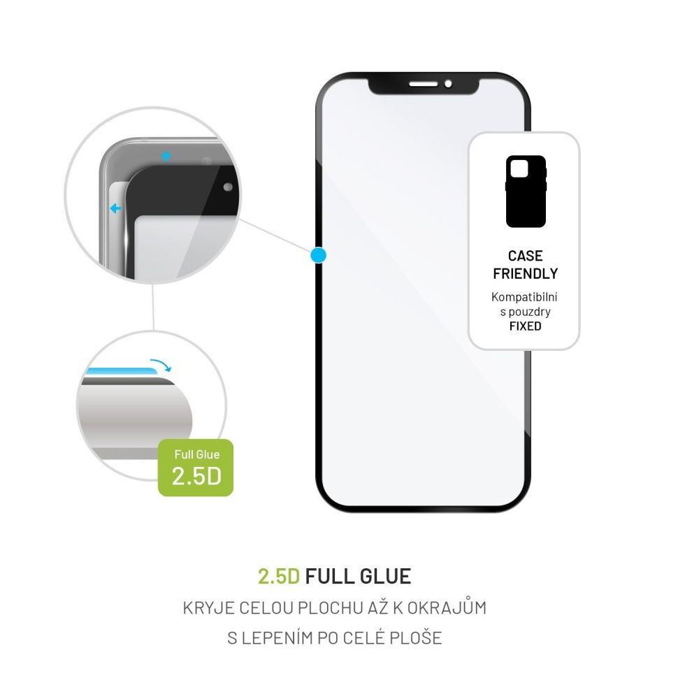 FIXED teljes képernyőt védő 2,5D edzett üveg Motorola Moto G23 készülékhez, fekete