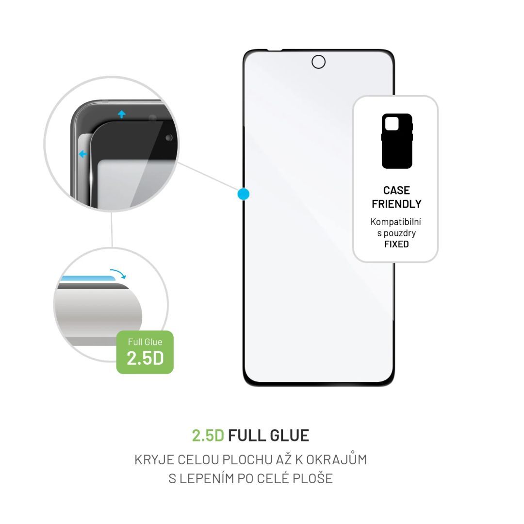 FIXED teljes képernyőt védő 2,5D edzett üveg Motorola Moto G72 készülékhez, fekete