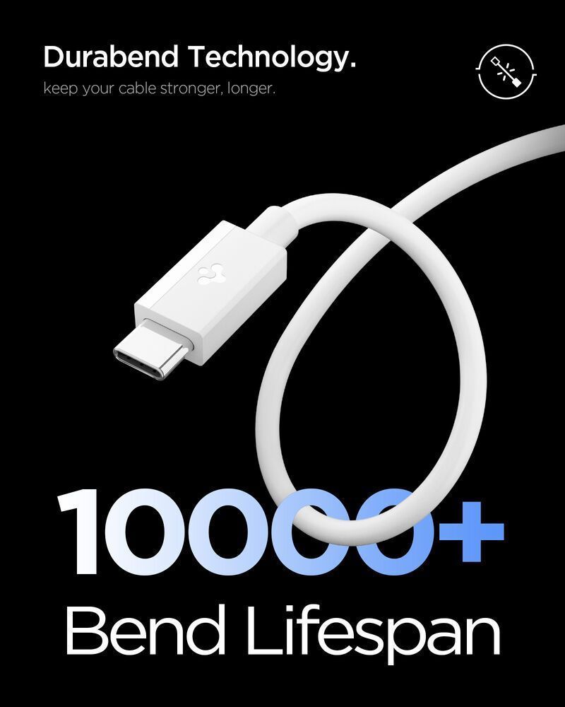 Spigen Essential USB-A to USB C-60W Cable 1m White Spigen Essential USB-A to USB C-60W Cable 1m White