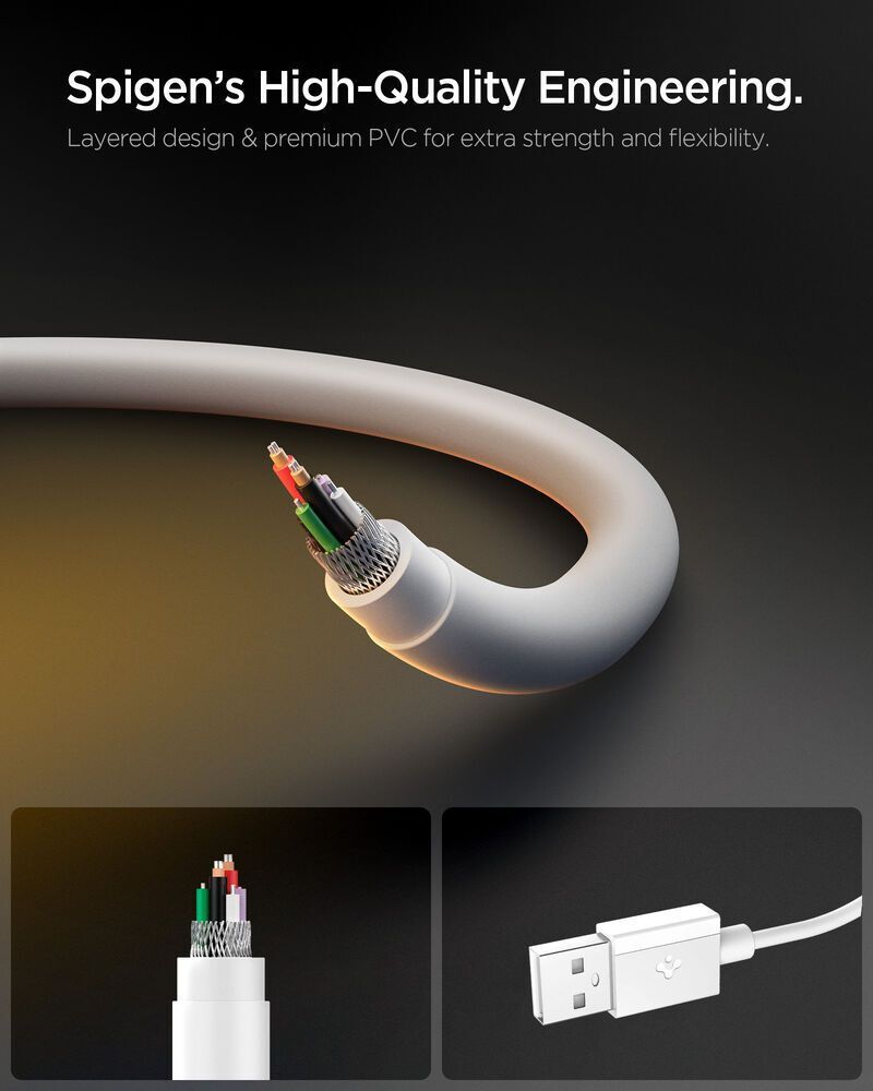 Spigen Essential USB-A to USB C-60W Cable 1m White Spigen Essential USB-A to USB C-60W Cable 1m White