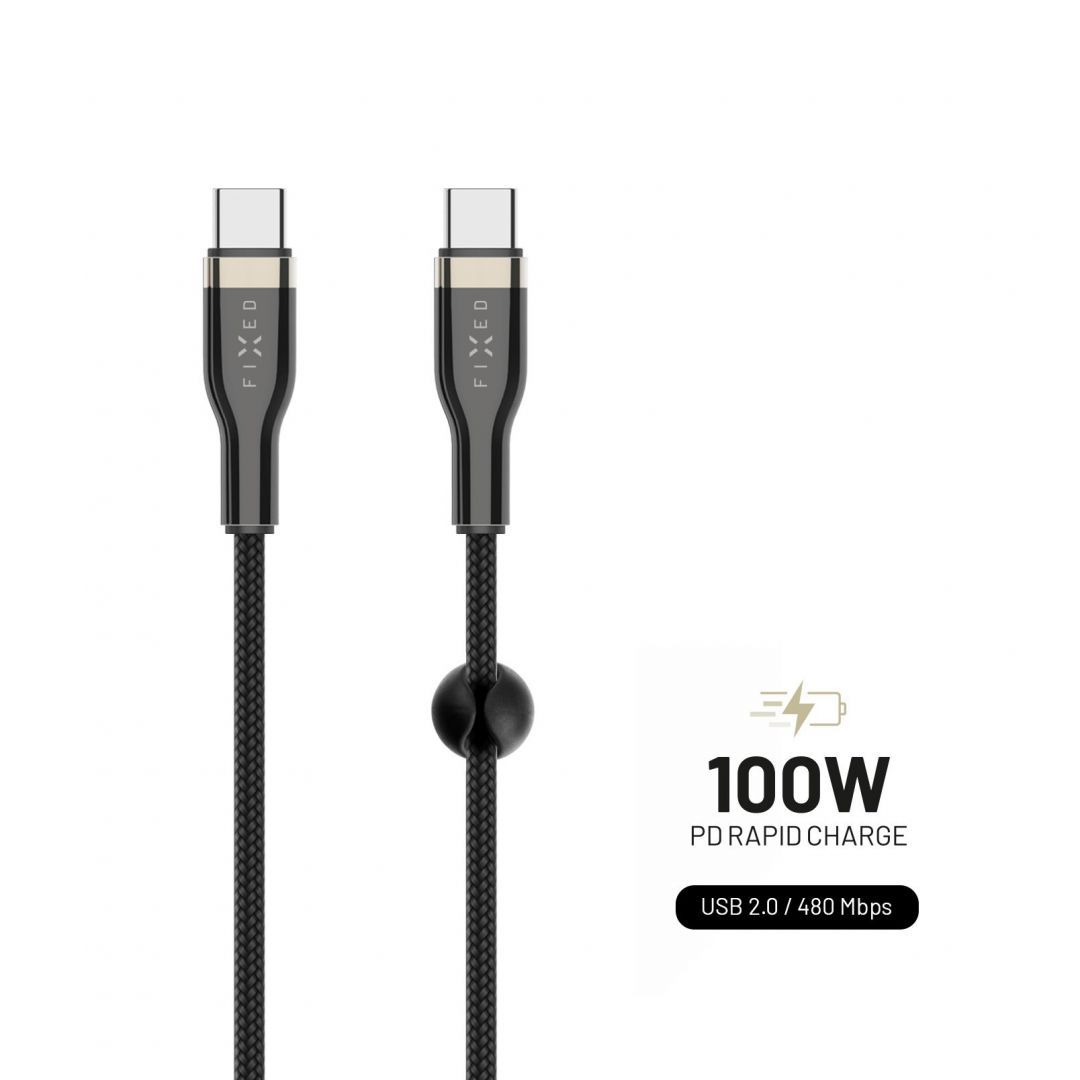 FIXED Braided Cable USB-C/USB-C, 0,5m, 100W, black FIXED Braided Cable USB-C/USB-C, 0,5m, 100W, black