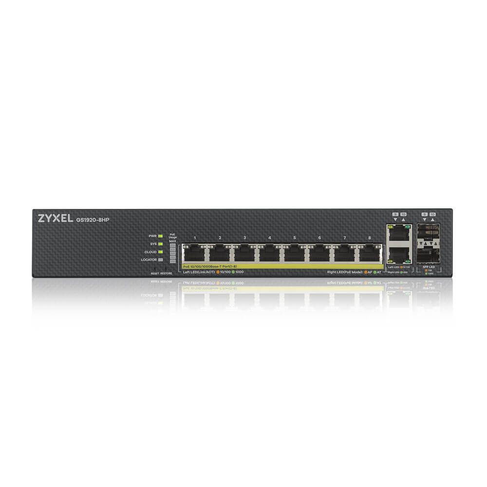 ZyXEL GS1920-8HPV2 8-port GbE Smart Managed PoE Switch ZyXEL GS1920-8HPV2 8-port GbE Smart Managed PoE Switch