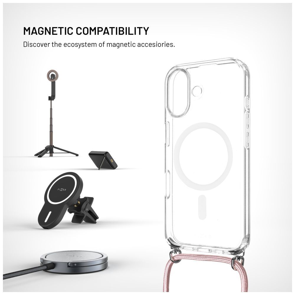 FIXED Nyakbaakasztható MagPure tok Apple iPhone 17 telefonhoz, rózsaszín FIXED Nyakbaakasztható MagPure tok Apple iPhone 17 telefonhoz, rózsaszín