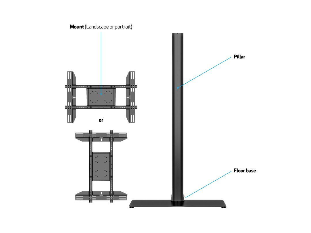 Multibrackets M Display Stand 180 Single Black w. Floorbase 24"-65"Black Multibrackets M Display Stand 180 Single Black w. Floorbase 24"-65"Black