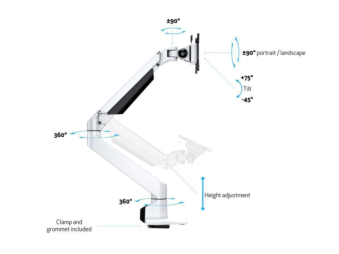 Multibrackets M VESA Gas Lift Arm Single 15"-34" White Multibrackets M VESA Gas Lift Arm Single 15"-34" White