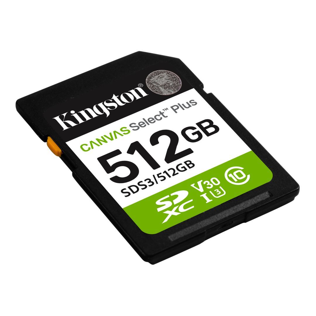 Kingston 512GB SDXC Canvas Select Plus Gen3 Class 10 UHS-I U3 V30 A1