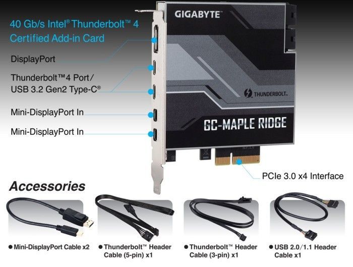Gigabyte GC-MAPLE RIDGE Thunderbolt Add-in Card Gigabyte GC-MAPLE RIDGE Thunderbolt Add-in Card