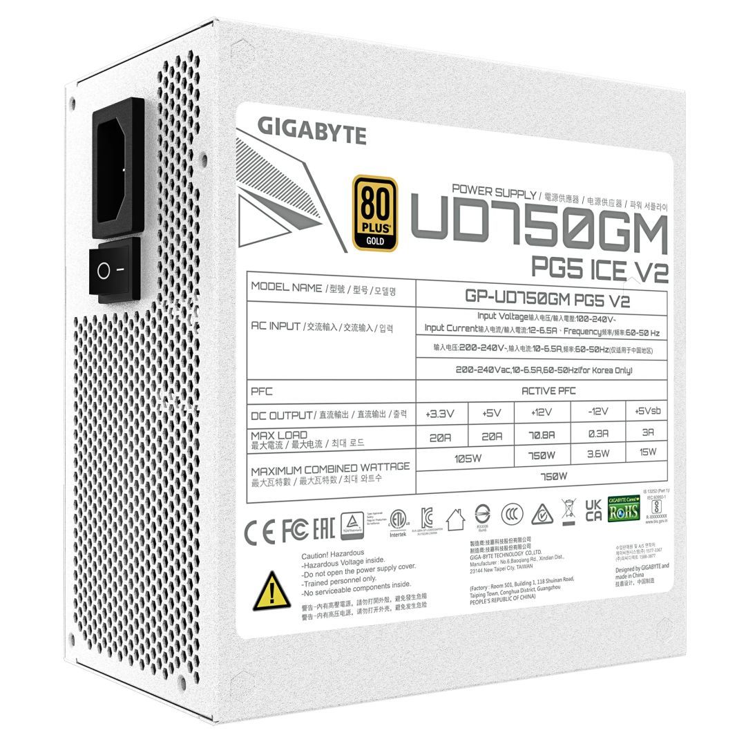 Gigabyte 750W 80+ Gold UD1000GM PG5 V2 ICE Gigabyte 750W 80+ Gold UD1000GM PG5 V2 ICE