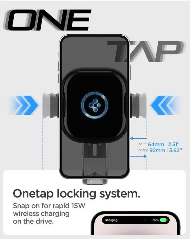 Spigen OneTap Universal Wireless Car Charger for Dashboard / Windshield Black Spigen OneTap Universal Wireless Car Charger for Dashboard / Windshield Black
