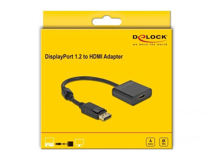 DeLock DisplayPort 1.2 male to HDMI female 4K Active Adapter Black DeLock DisplayPort 1.2 male to HDMI female 4K Active Adapter Black
