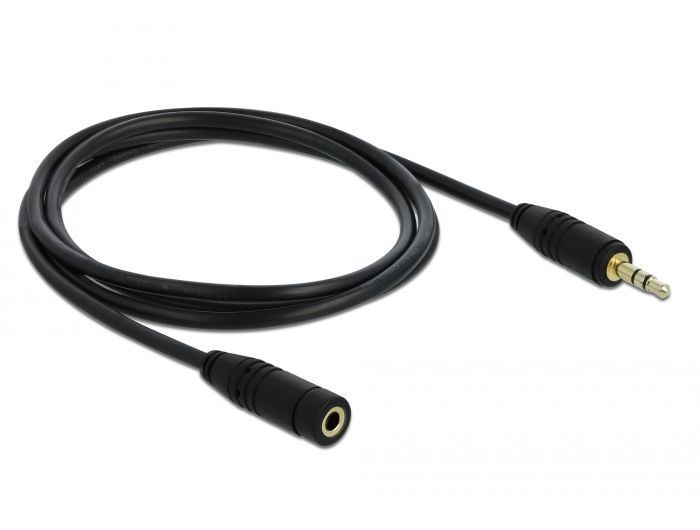 DeLock Stereo Jack Extension Cable 3.5 mm 3 pin male > female 1m Black DeLock Stereo Jack Extension Cable 3.5 mm 3 pin male > female 1m Black