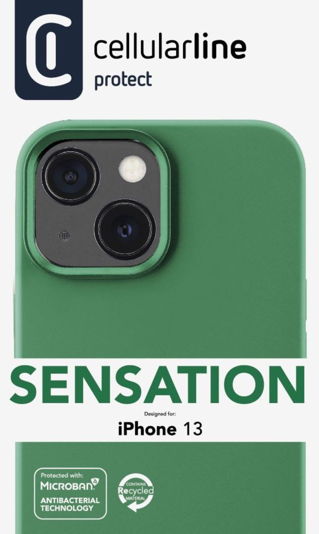 Cellularline Protective silicone cover Sensation for Apple iPhone 13, green Cellularline Protective silicone cover Sensation for Apple iPhone 13, green