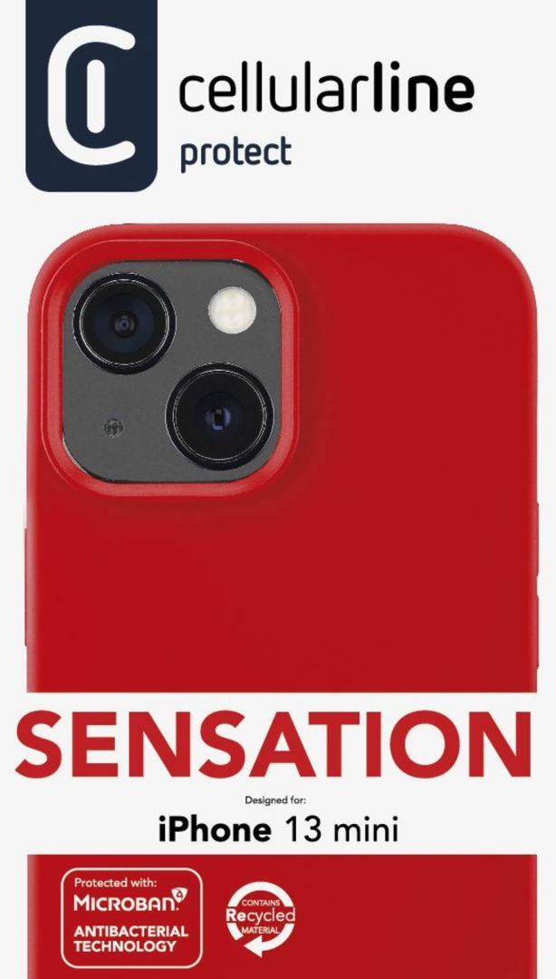 Cellularline Protective silicone cover Sensation for Apple iPhone 13 Mini, red Cellularline Protective silicone cover Sensation for Apple iPhone 13 Mini, red