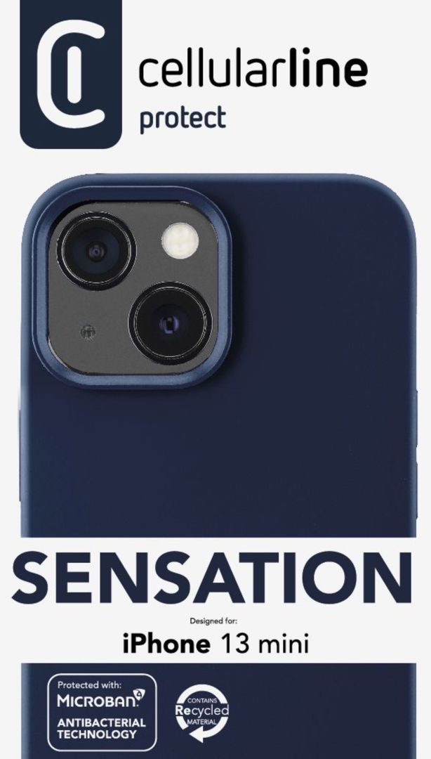 Cellularline Protective silicone cover Sensation for Apple iPhone 13 Mini, blue Cellularline Protective silicone cover Sensation for Apple iPhone 13 Mini, blue
