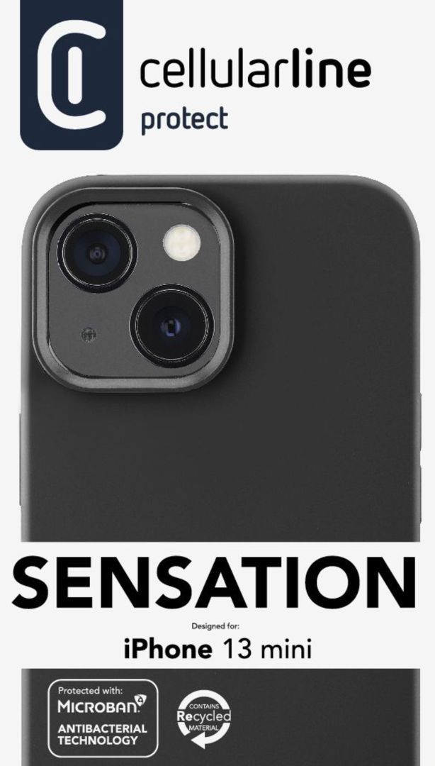 Cellularline Protective silicone cover Sensation for Apple iPhone 13 Mini, black Cellularline Protective silicone cover Sensation for Apple iPhone 13 Mini, black