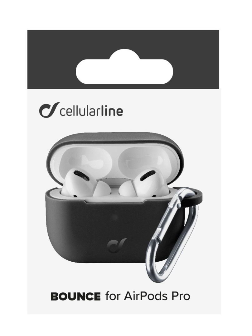 Cellularline Protective cover with carabiner Bounce for Apple AirPods Pro, black Cellularline Protective cover with carabiner Bounce for Apple AirPods Pro, black