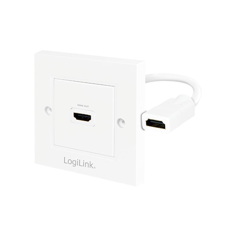 Logilink HDMI Wall Plate with 1x HDMI female White Logilink HDMI Wall Plate with 1x HDMI female White