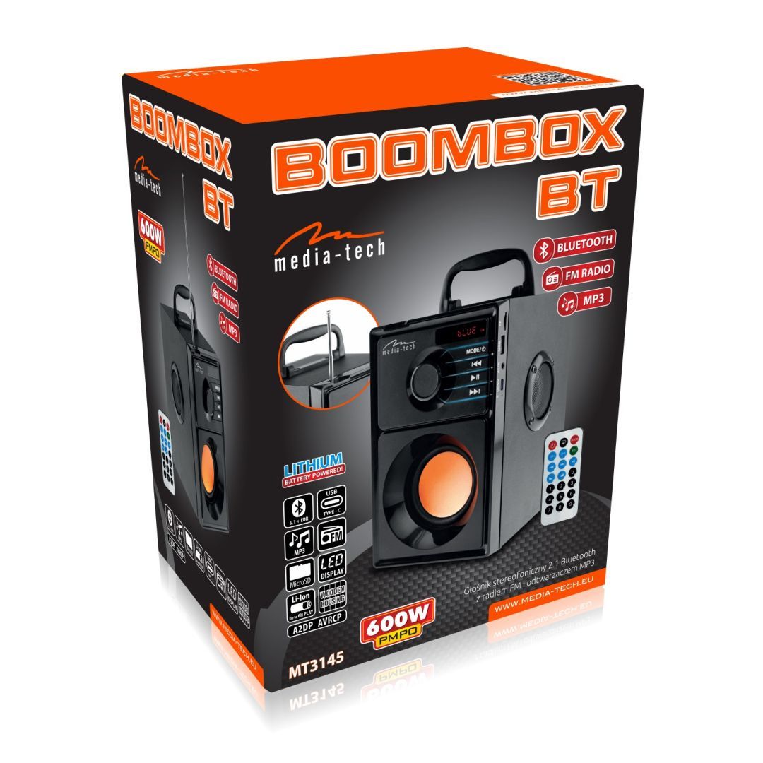 Media-Tech MT3145 V2 BoomBox Bluetooth Speaker Black Media-Tech MT3145 V2 BoomBox Bluetooth Speaker Black