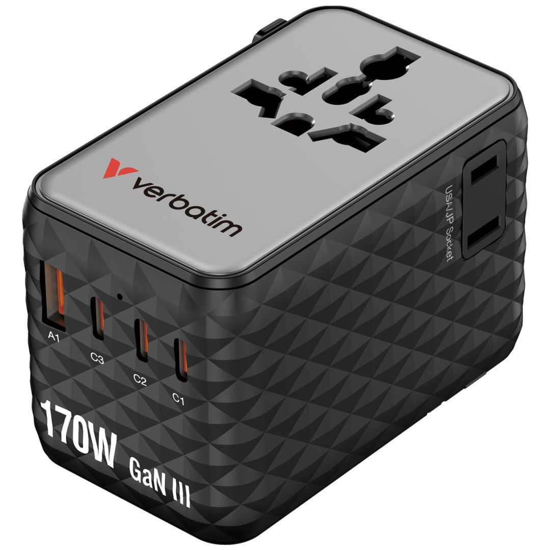 Verbatim Charge 'n' Travel 170W GaN III Universal Travel Adapter Verbatim Charge 'n' Travel 170W GaN III Universal Travel Adapter