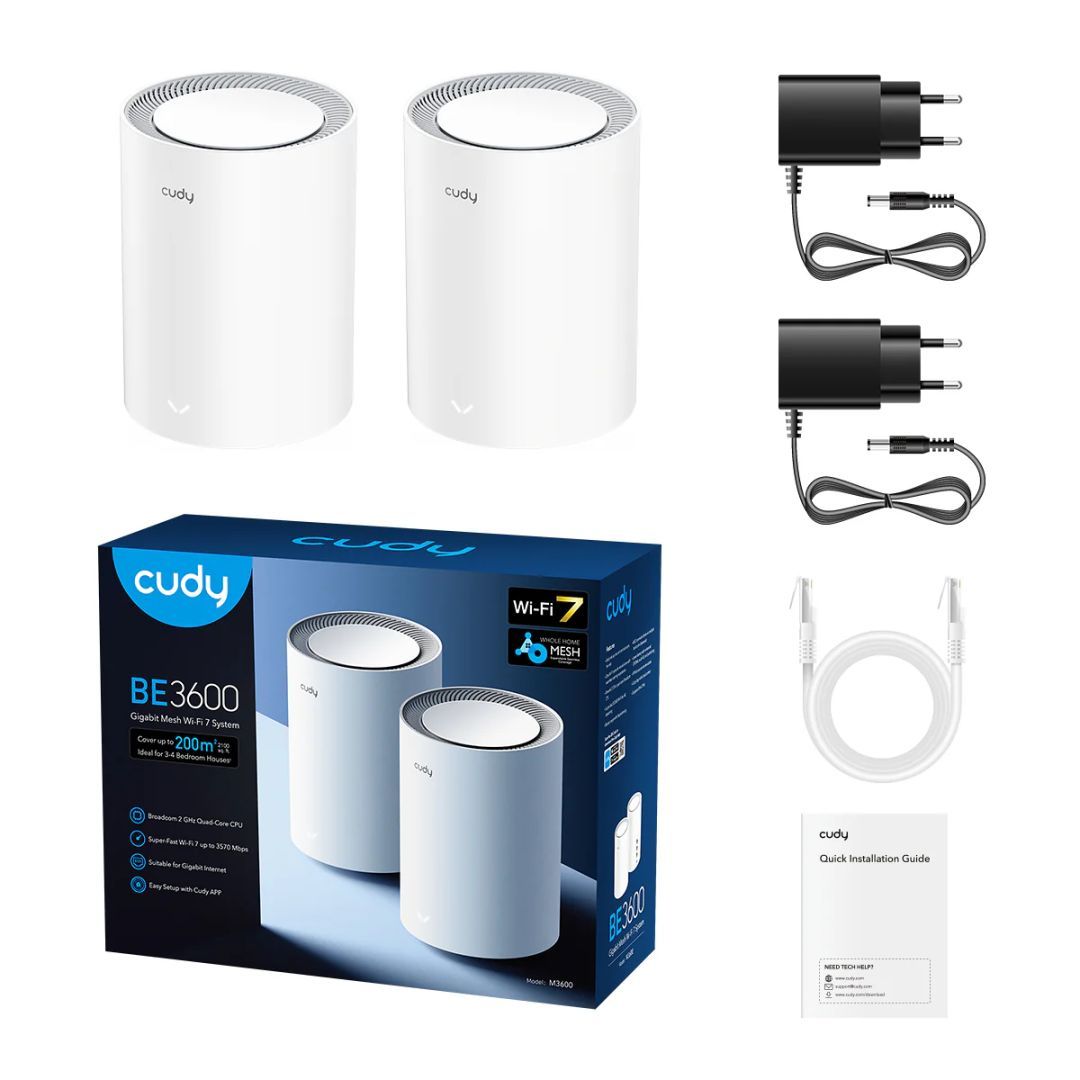 Cudy M3600 BE3600 Gigabit Mesh Wi-Fi System (2-Pack)