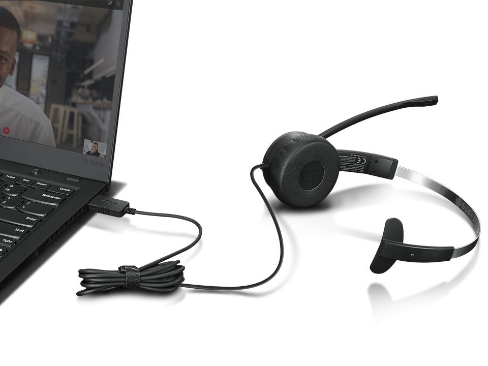 Lenovo 100 Mono USB Headset Black Lenovo 100 Mono USB Headset Black