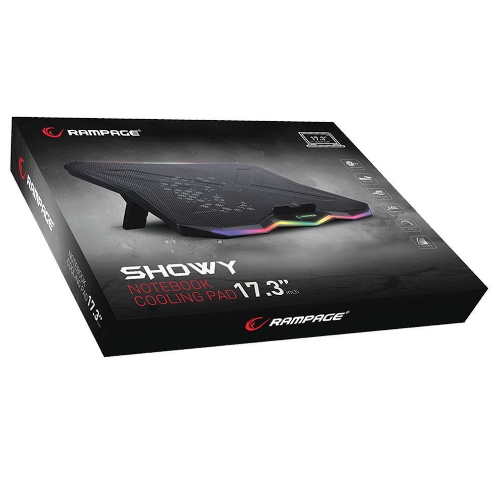 Rampage AD-RC8 Showy RGB Notebook hűtő Black Rampage AD-RC8 Showy RGB Notebook hűtő Black