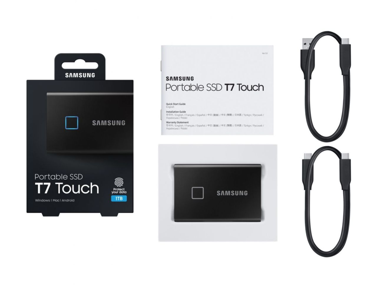 Samsung 1TB USB3.2/USB Type-C T7 Touch Black Samsung 1TB USB3.2/USB Type-C T7 Touch Black