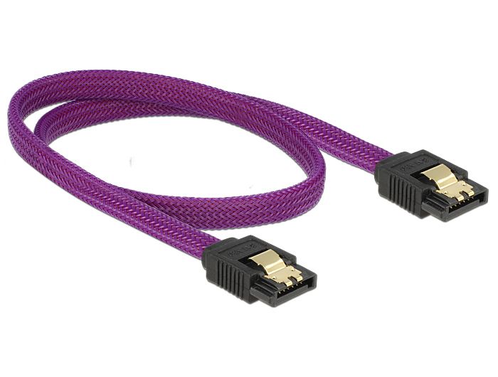 DeLock SATA cable 6 Gb/s 50cm straight / straight metal Purple Premium DeLock SATA cable 6 Gb/s 50cm straight / straight metal Purple Premium